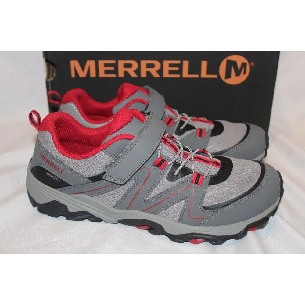 Merrell Boy's Trail Quest Washable‎ Sneakers GRAY BLACK RED SZ 6.5 NIB